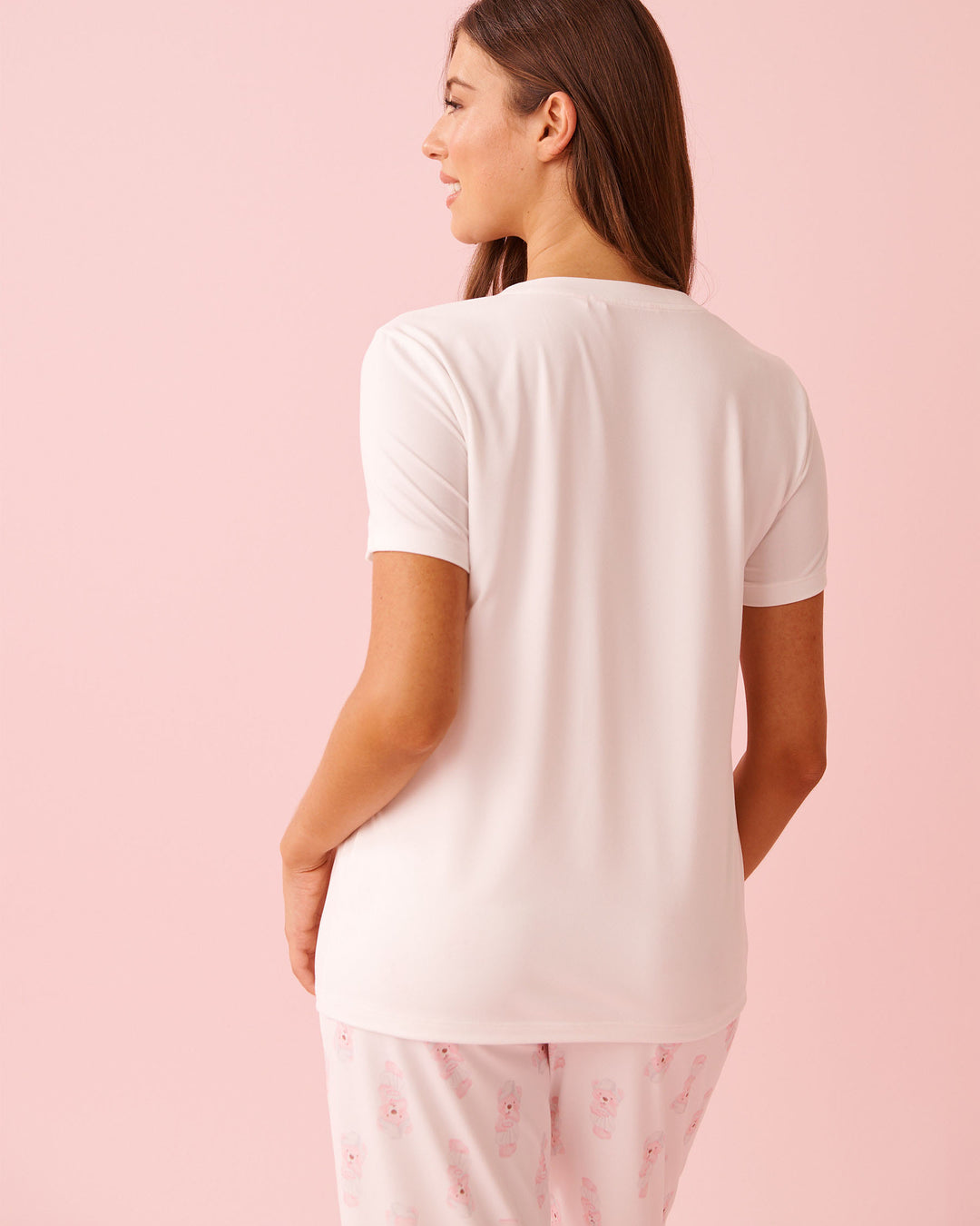 Peachy Dream Teddy T-shirt - White