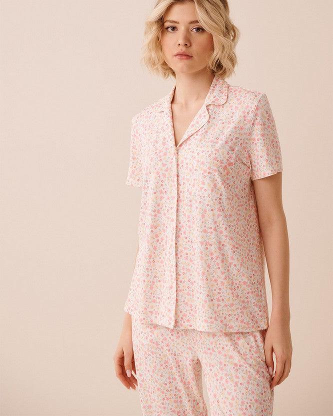 Peachy Dream Floral Shirt - White
