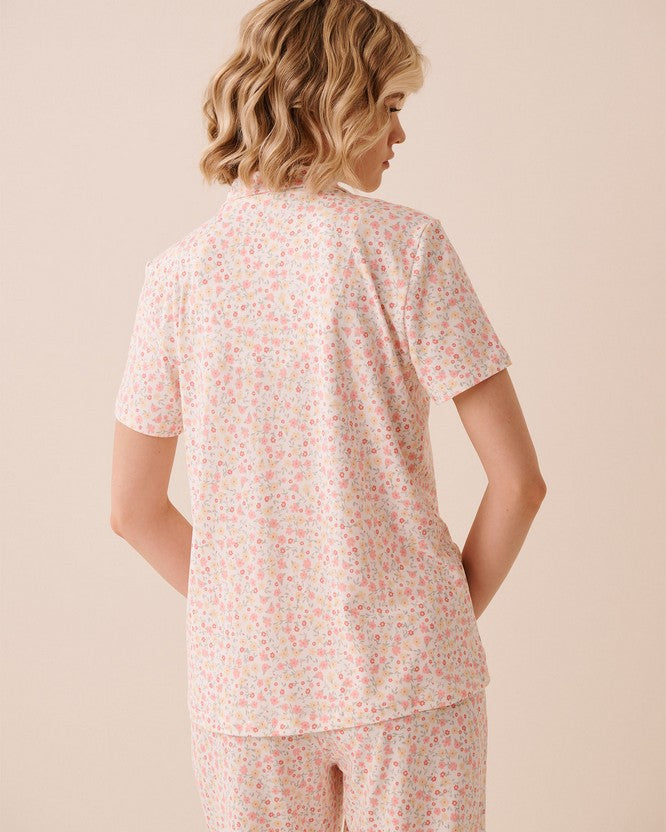 Peachy Dream Floral Shirt - White