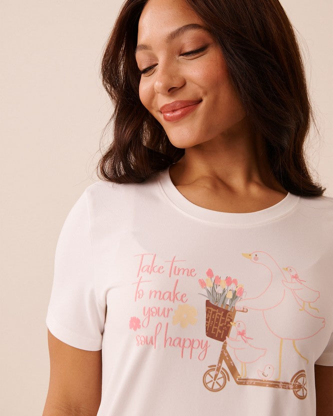 Peachy Dream Floral T-shirt - White