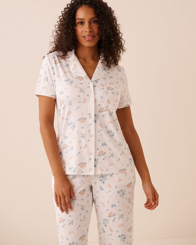 Peachy Dream Brunch Shirt - White