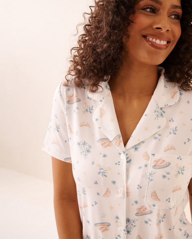 Peachy Dream Brunch Shirt - White