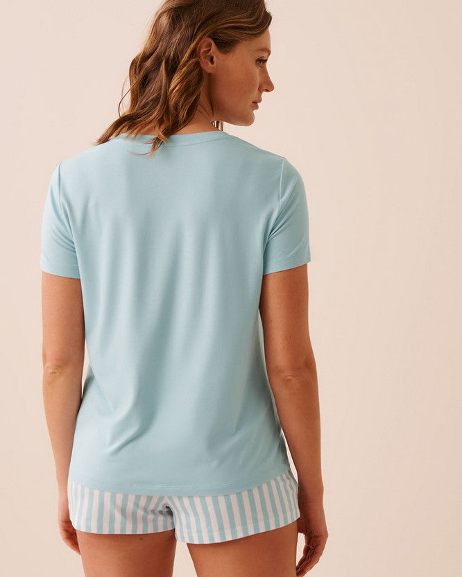 Peach D Brunch Tshirt Wplacket - White