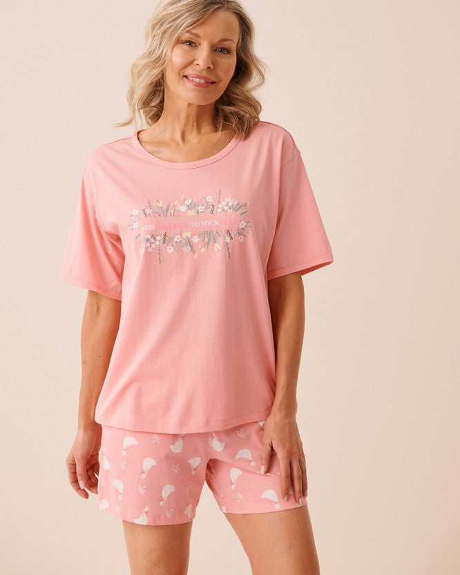 Cotton Viscose Summer T-shirt - Pink