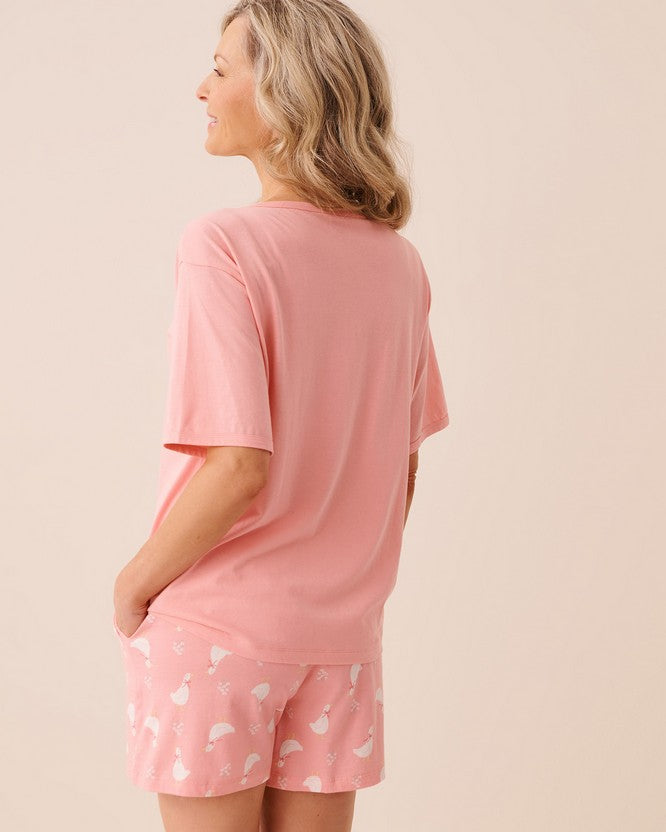 Cotton Viscose Summer T-shirt - Pink