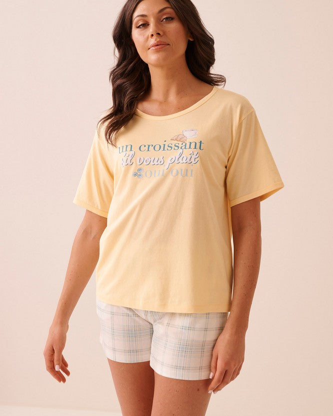 Cotton Viscose Summer T-shirt - Light Yellow