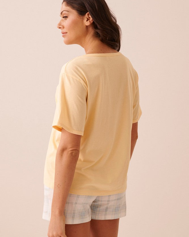 Cotton Viscose Summer T-shirt - Light Yellow