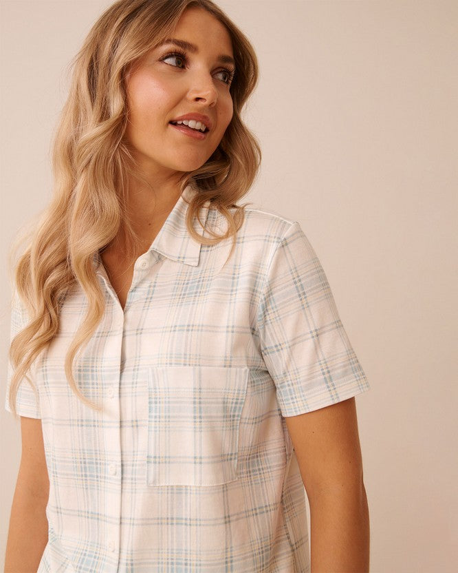 Cotton Viscose Summer Shirt - Light Blue