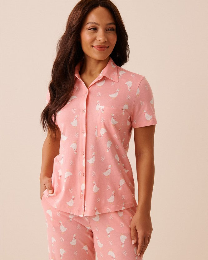 Cotton Viscose Summer Shirt - Pink