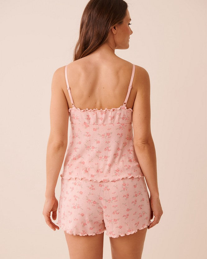 Pointelle Floral Camisole - Light Yellow