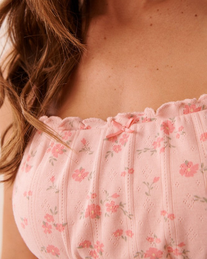 Pointelle Floral Camisole - Light Yellow