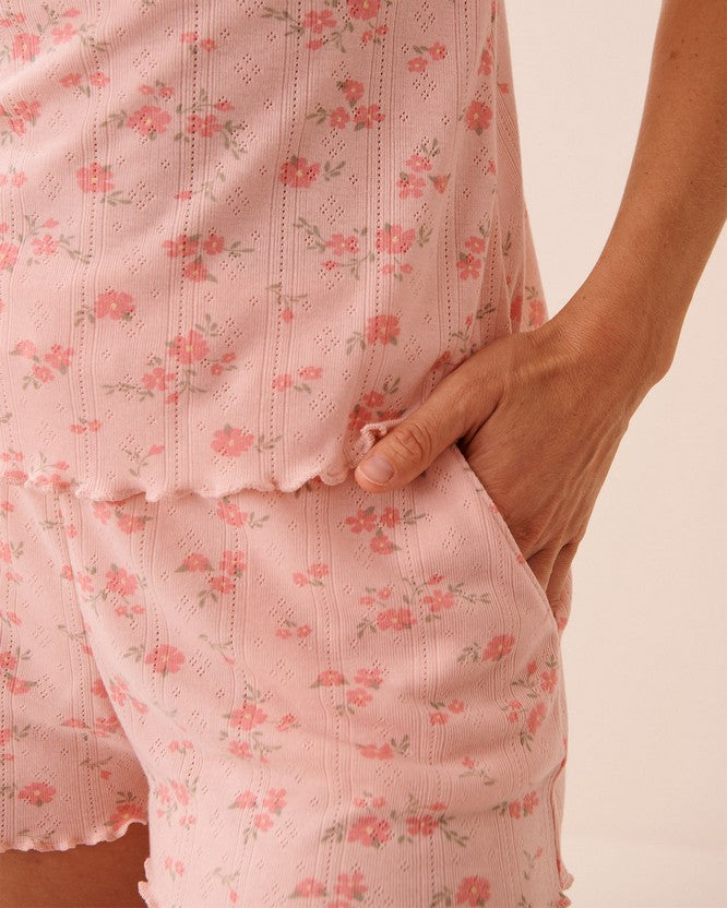 Pointelle Floral Camisole - Light Yellow