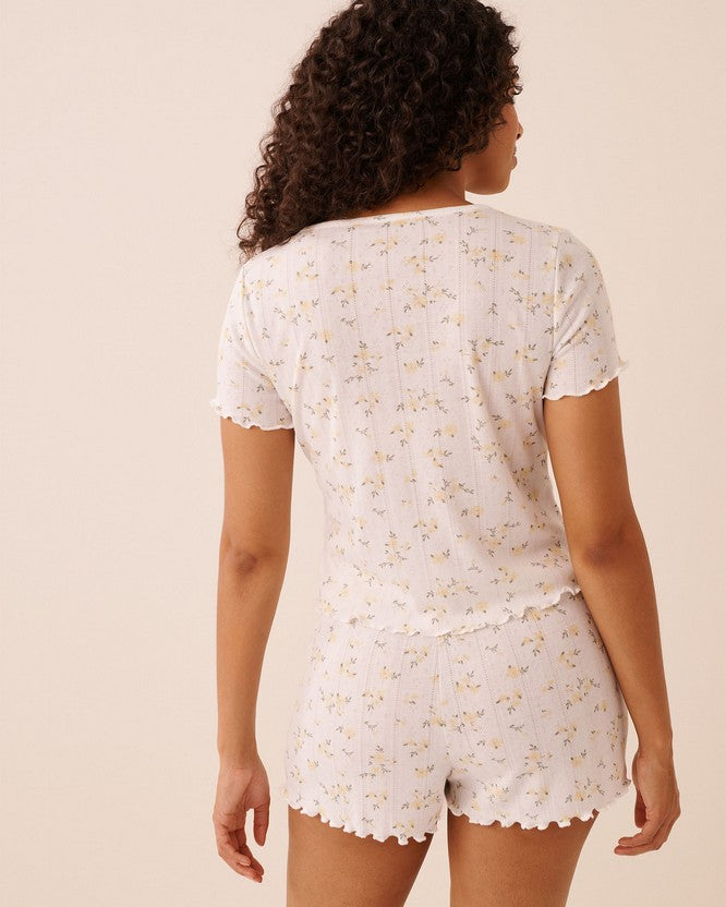 Pointelle Floral Shirt - Grey