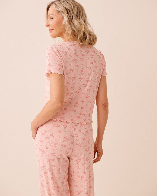 Pointelle Floral Shirt - Light Yellow
