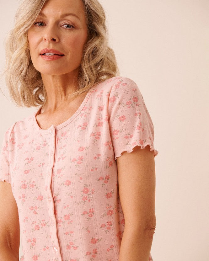 Pointelle Floral Shirt - Light Yellow