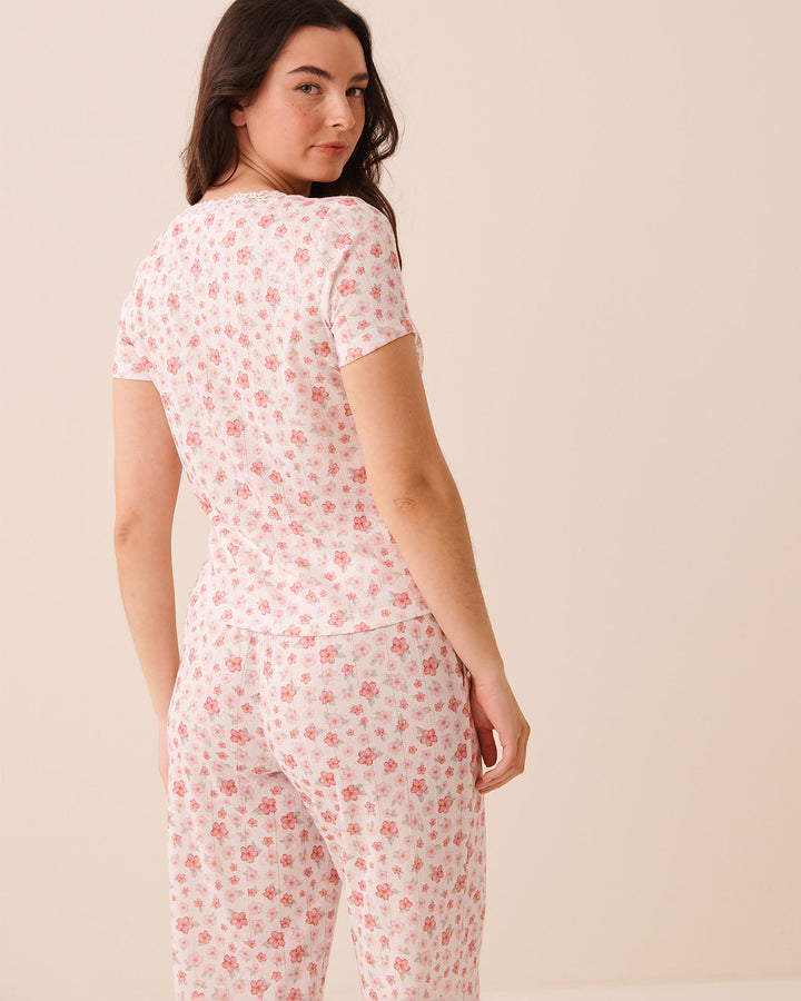 Pointelle Floral T-shirt
