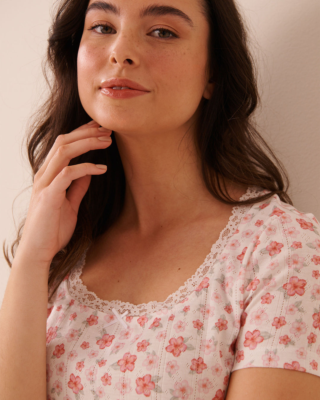Pointelle Floral T-shirt