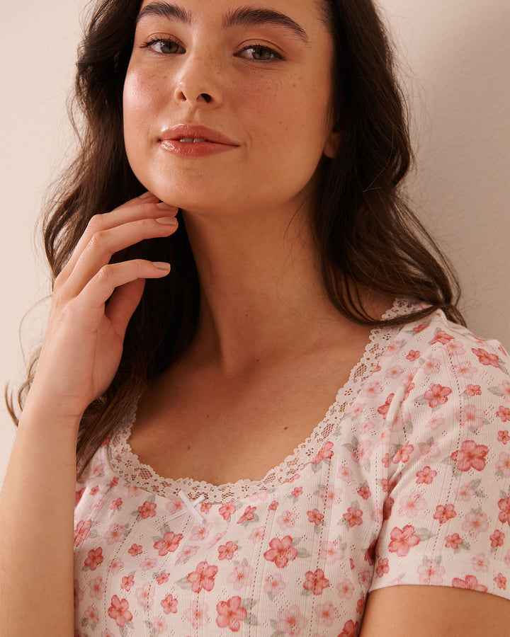 Pointelle Floral T-shirt