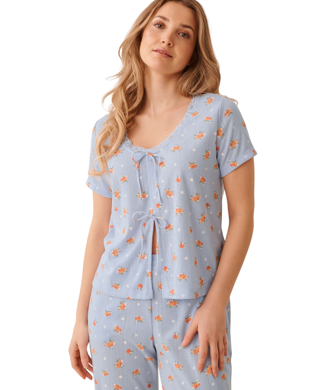 Pointelle Floral Shirt