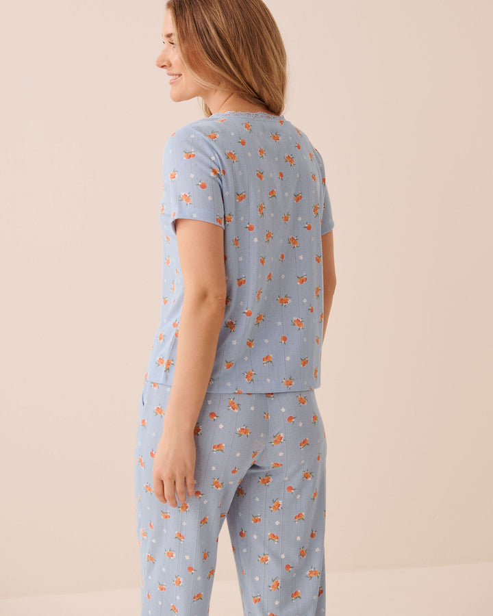 Pointelle Floral Shirt