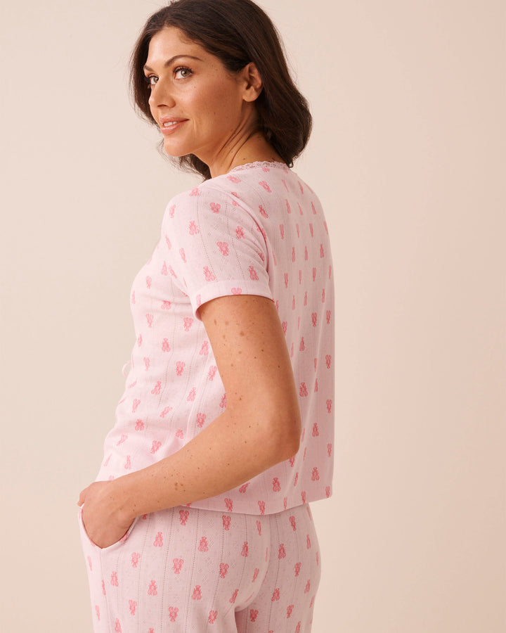 Pointelle Floral Shirt