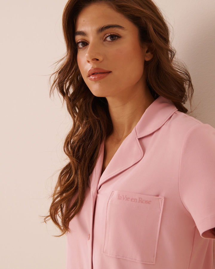 Leopard Flower Print Super Soft Short Sleeve Button-down Shirt