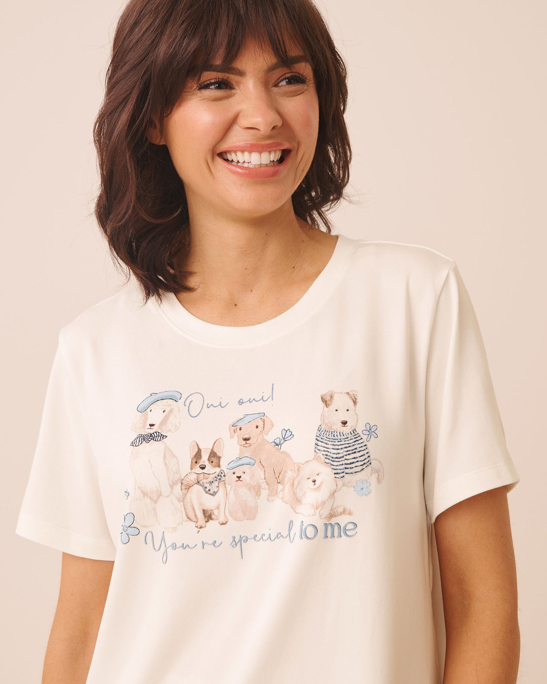 Parisian Dogs Print Super Soft Short Sleeve T-shirt