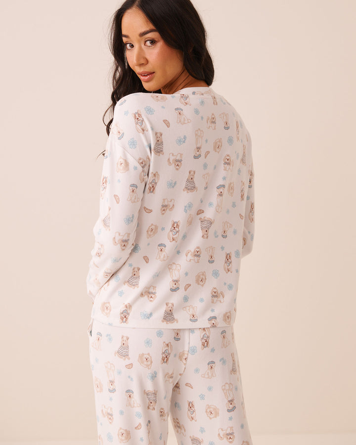 Long-Sleeve Button Pyjama Top