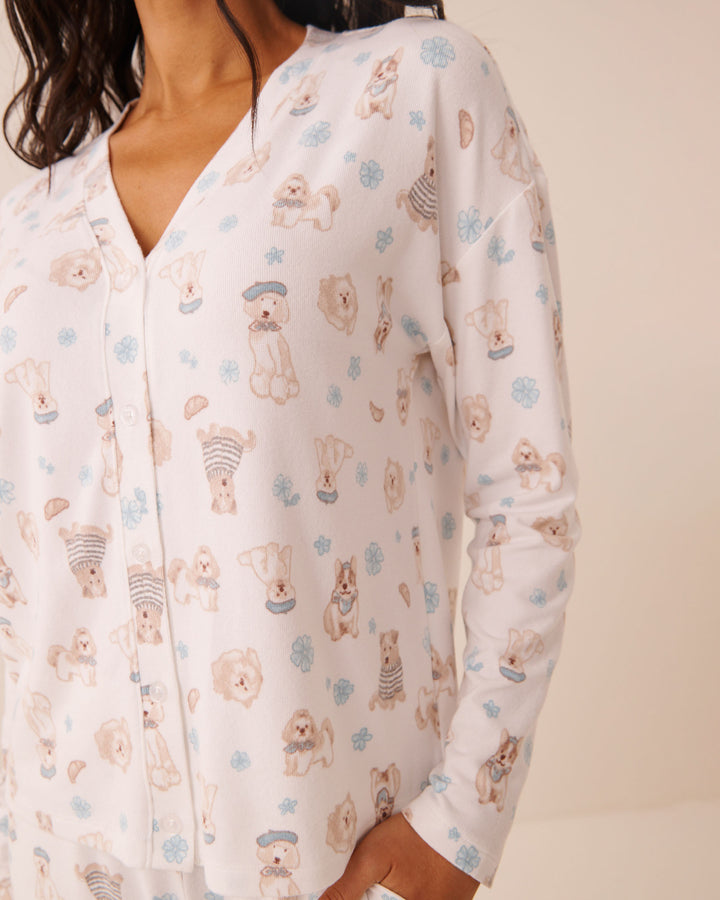 Long-Sleeve Button Pyjama Top