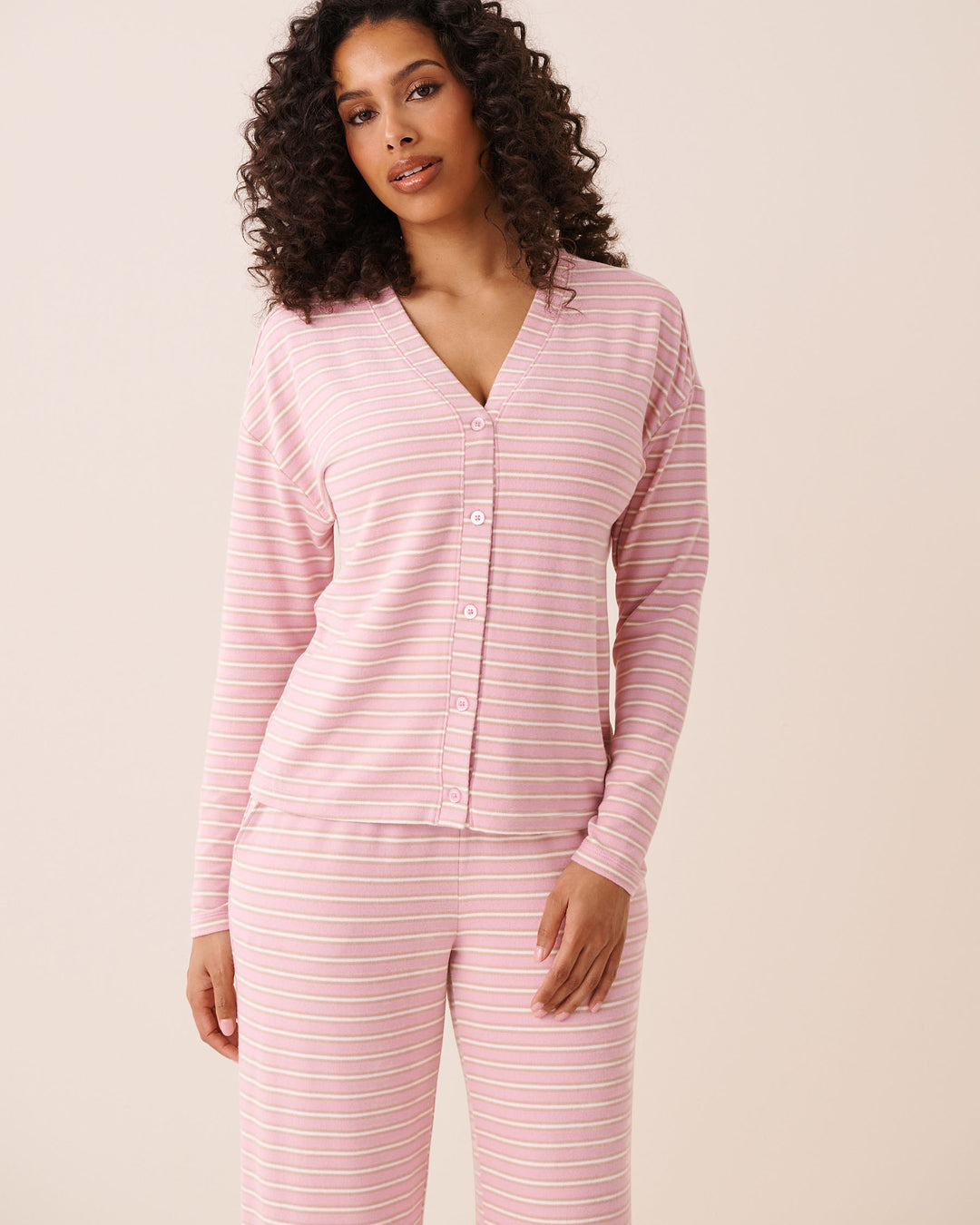 Long-Sleeve Button Pyjama Top