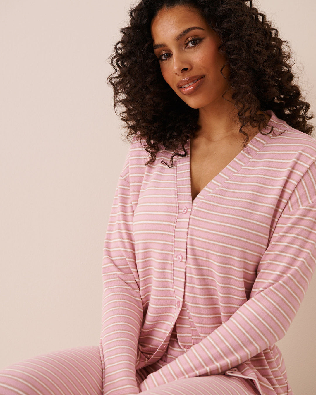 Long-Sleeve Button Pyjama Top