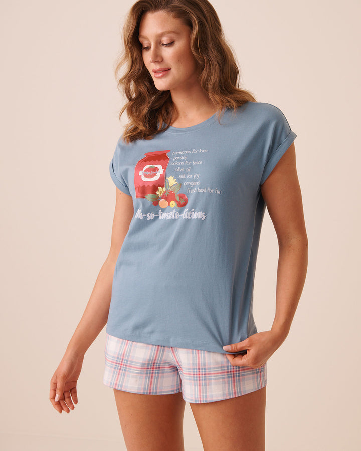 Tomato Print Cotton Short Sleeve T-shirt