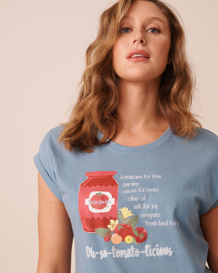 Tomato Print Cotton Short Sleeve T-shirt