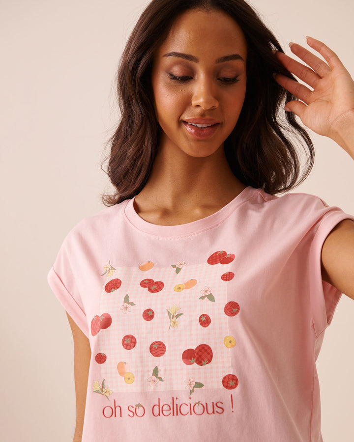 Tomato Print Cotton Short Sleeve T-shirt