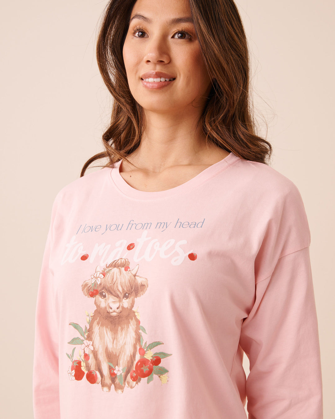 Highland Cow Print Cotton Long Sleeve Shirt