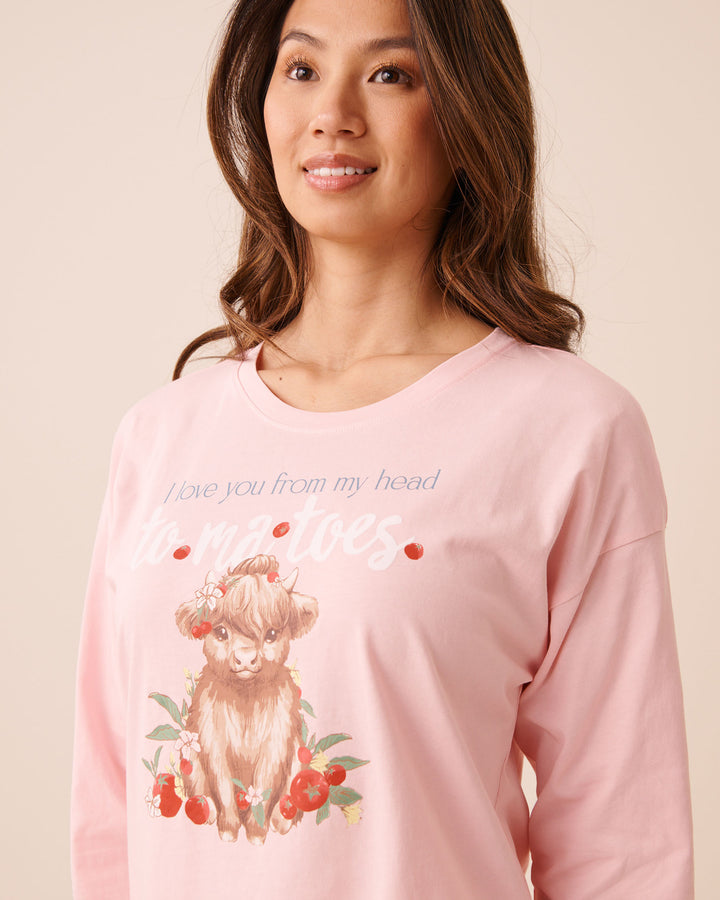 Highland Cow Print Cotton Long Sleeve Shirt