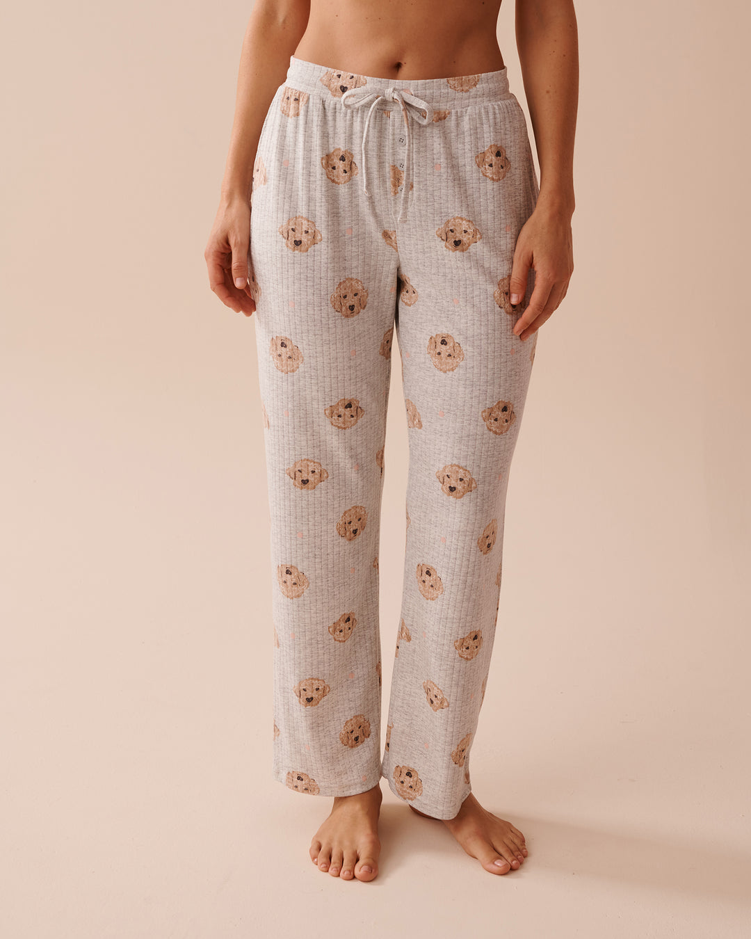 Ribbed Jersey Pajama Pants - Dog Printed Mix