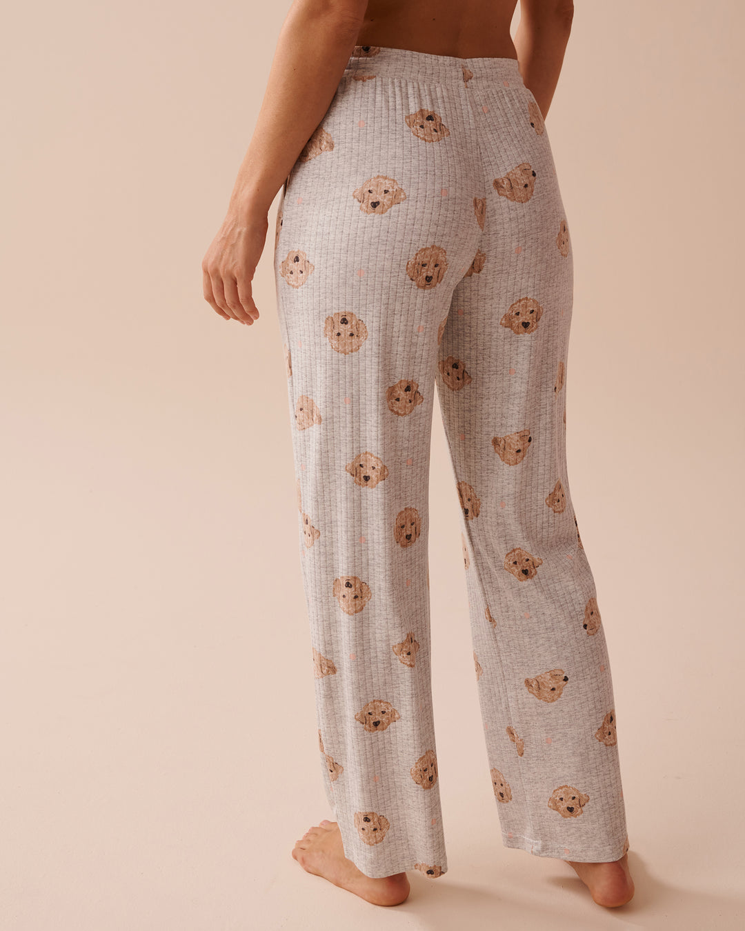 Ribbed Jersey Pajama Pants - Dog Printed Mix