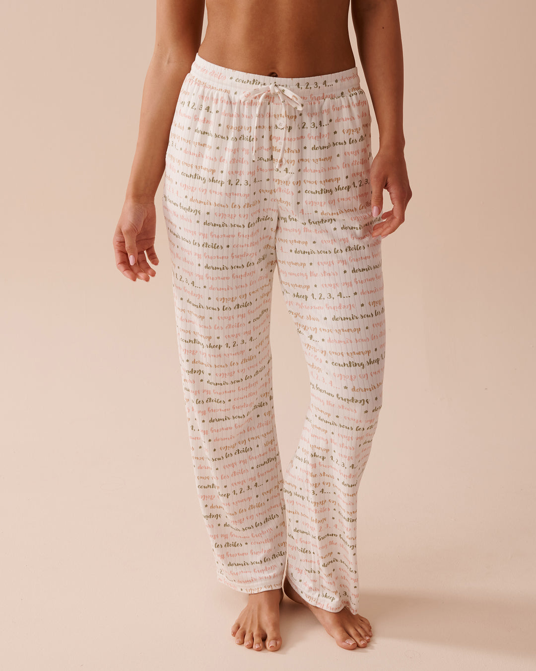 Ribbed Jersey Pajama Pants - Dog Printed Mix