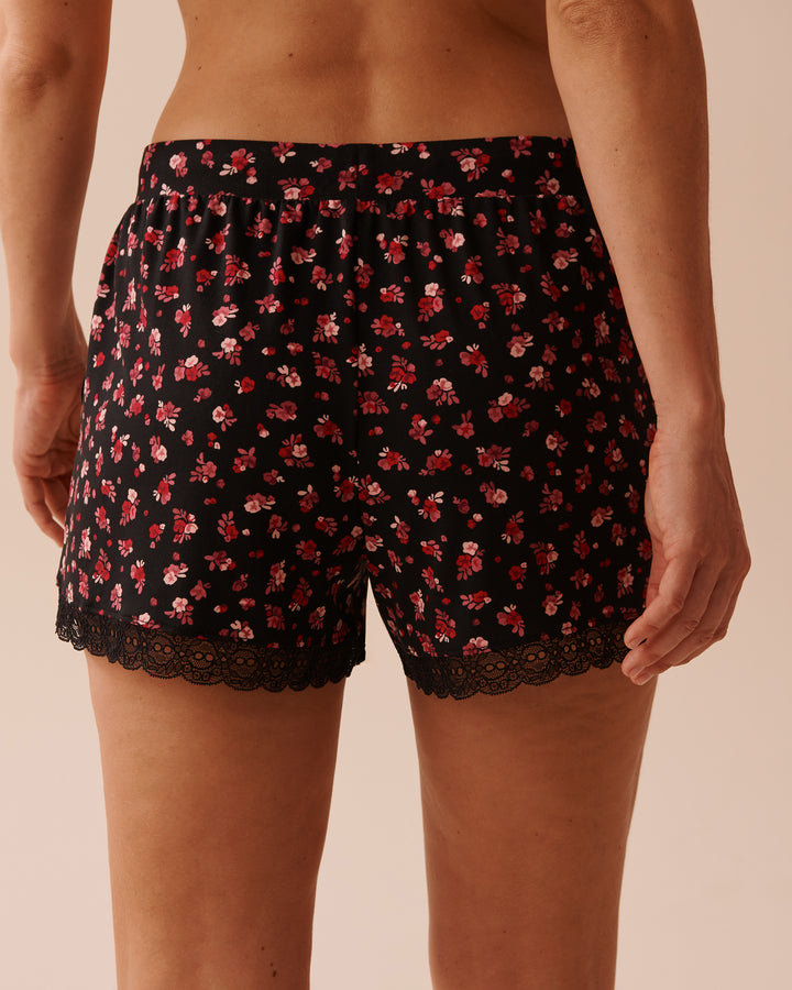 Ditsy Rose Super Soft Pajama Shorts - Black Beauty Ditsy
