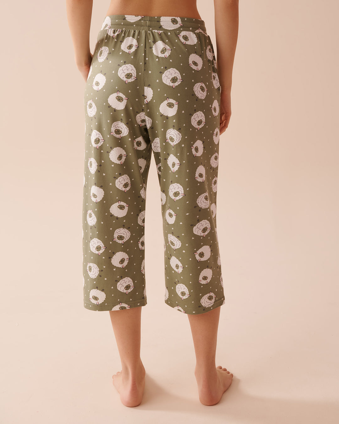 Sheep Print Super Soft Capris - Peachskin Dog