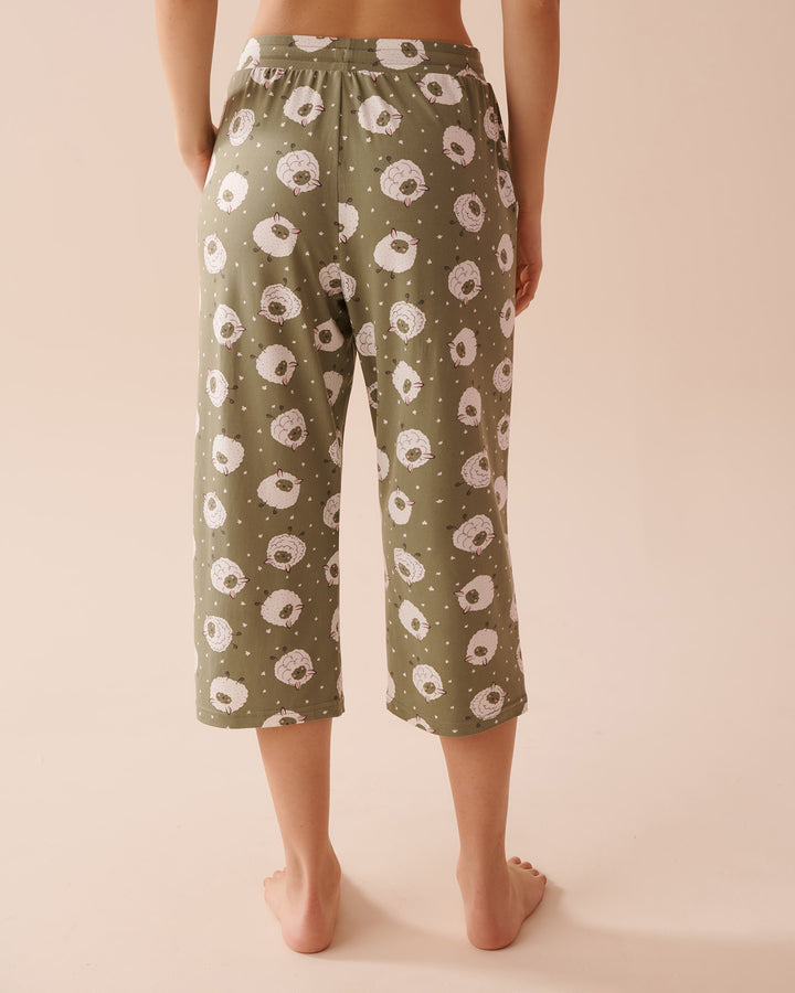 Sheep Print Super Soft Capris - Peachskin Dog