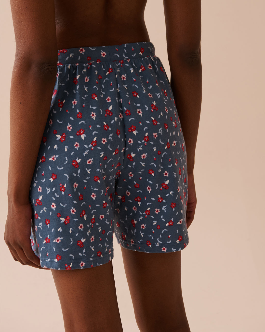 Apple Print Cotton Pyjama Bermudas - China Blue Ditsy