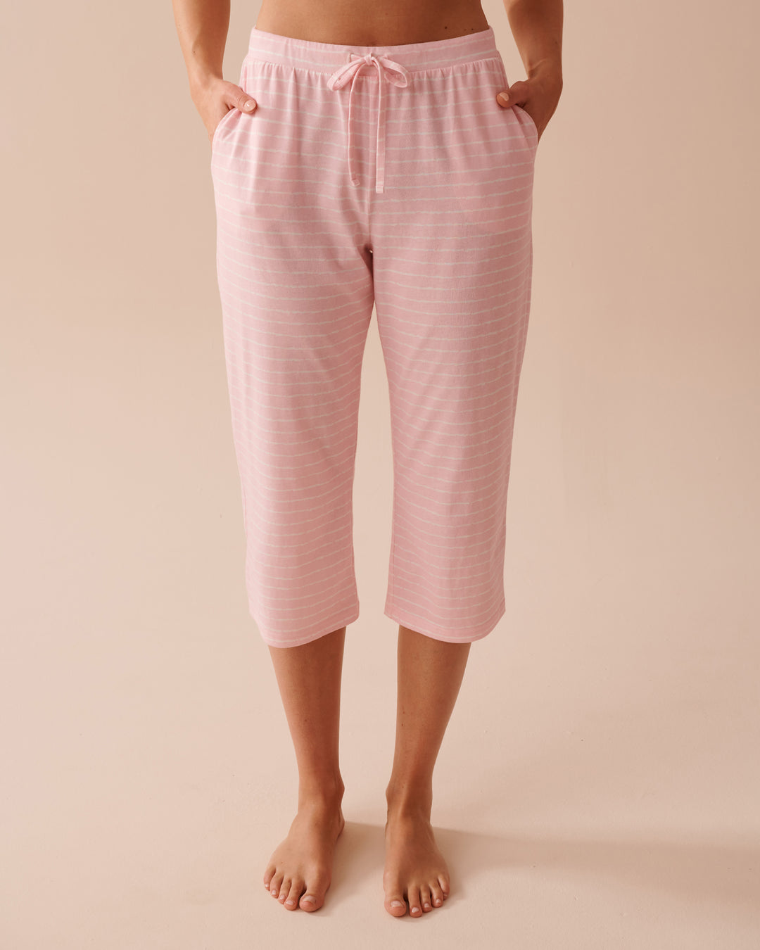Apple Print Cotton Pajama Capris - China Blue Ditsy