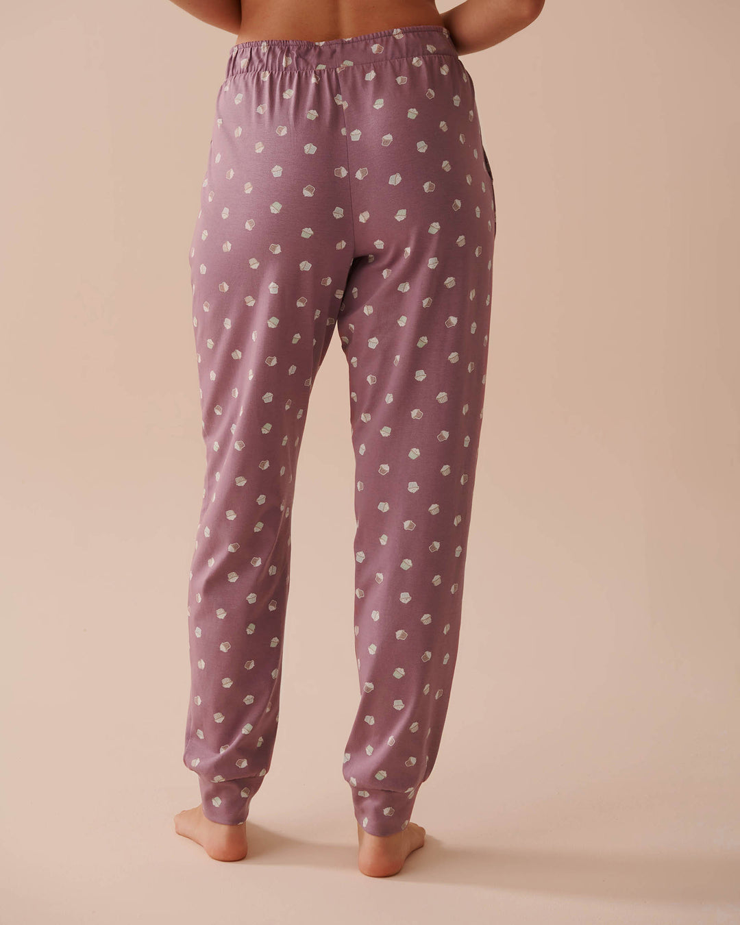 Cat Print Cotton Jogger Pajama Pants - Evening Blue Stripe Cat