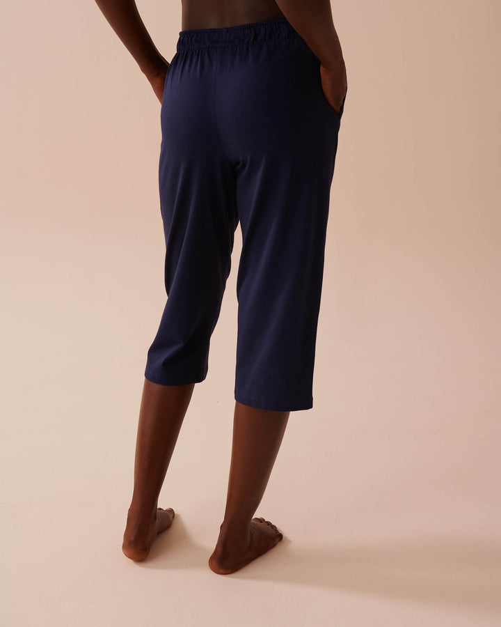 Solid Cotton Pajama Capris - Evening Blue