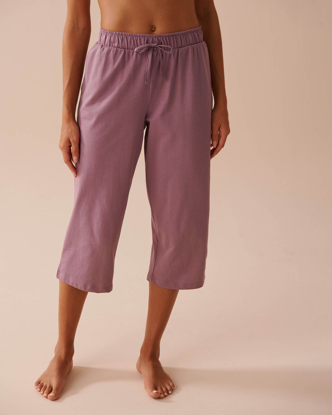 Solid Cotton Pajama Capris - Very Grape