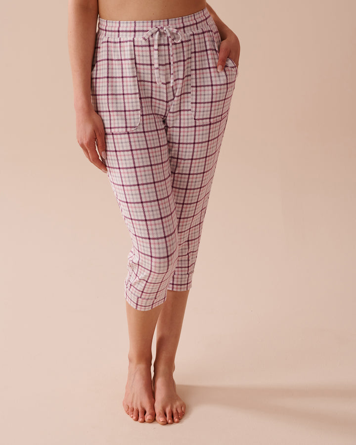 Cupcake Print Recycled Fibers Fitted Capris - Charisma Plaid