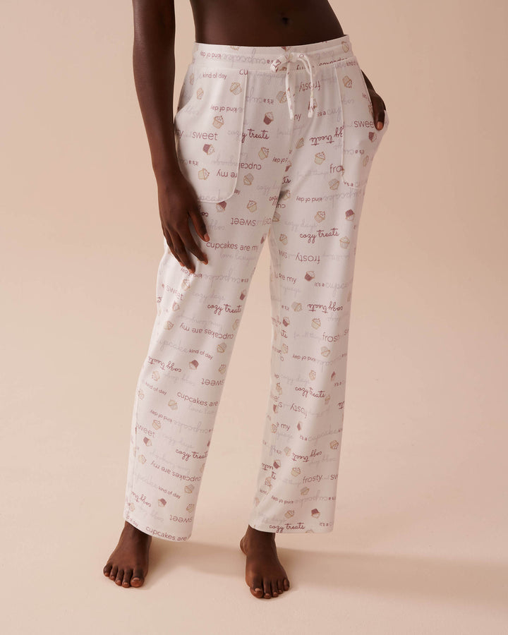 Cupcake Print Recycled Fibers Pajama Pants - Cupcake Wording