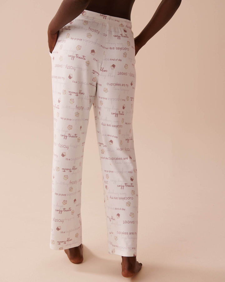 Cupcake Print Recycled Fibers Pajama Pants - Cupcake Wording